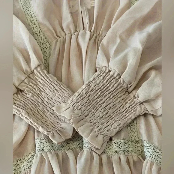 SNDY’S Coco Mini Dress From Revolve, Color Sand, Size US 4, Sheer With Slip - Picture 12 of 16